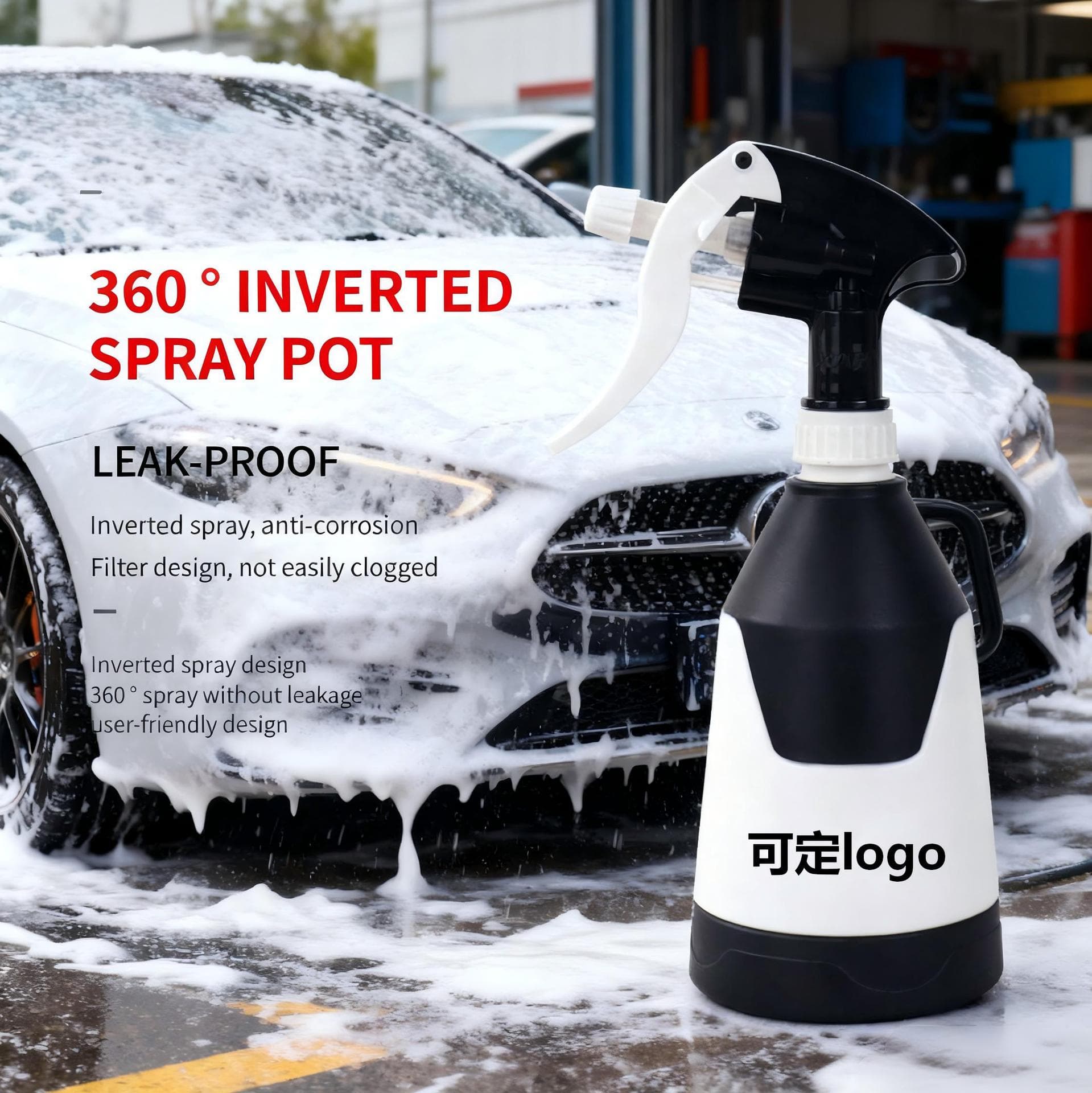New Cross-Border Plastic Acid and Alkali Resistant Spray Nozzle Car Washer Spray Bottle Car Interior Cleaning Tool