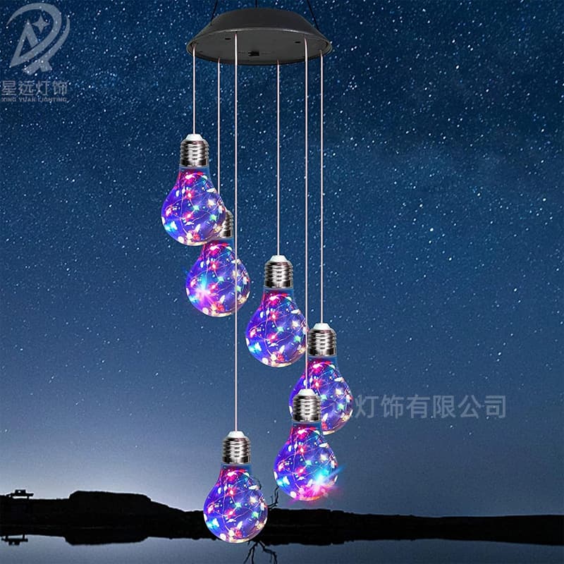Outdoor solar wind chime light RGB colorful light bulb hanging tree light cross-border garden courtyard decoration atmosphere chandelier