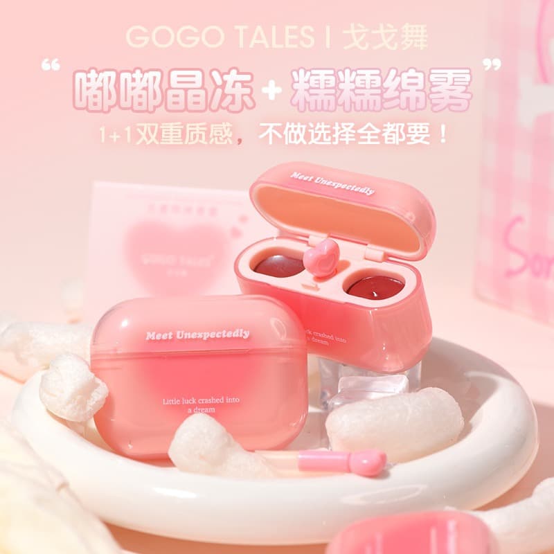 G Gogo dance double lip cream lip glaze mirror water gloss lip gloss lipstick toot lip jelly female is not easy to fade earphone lip