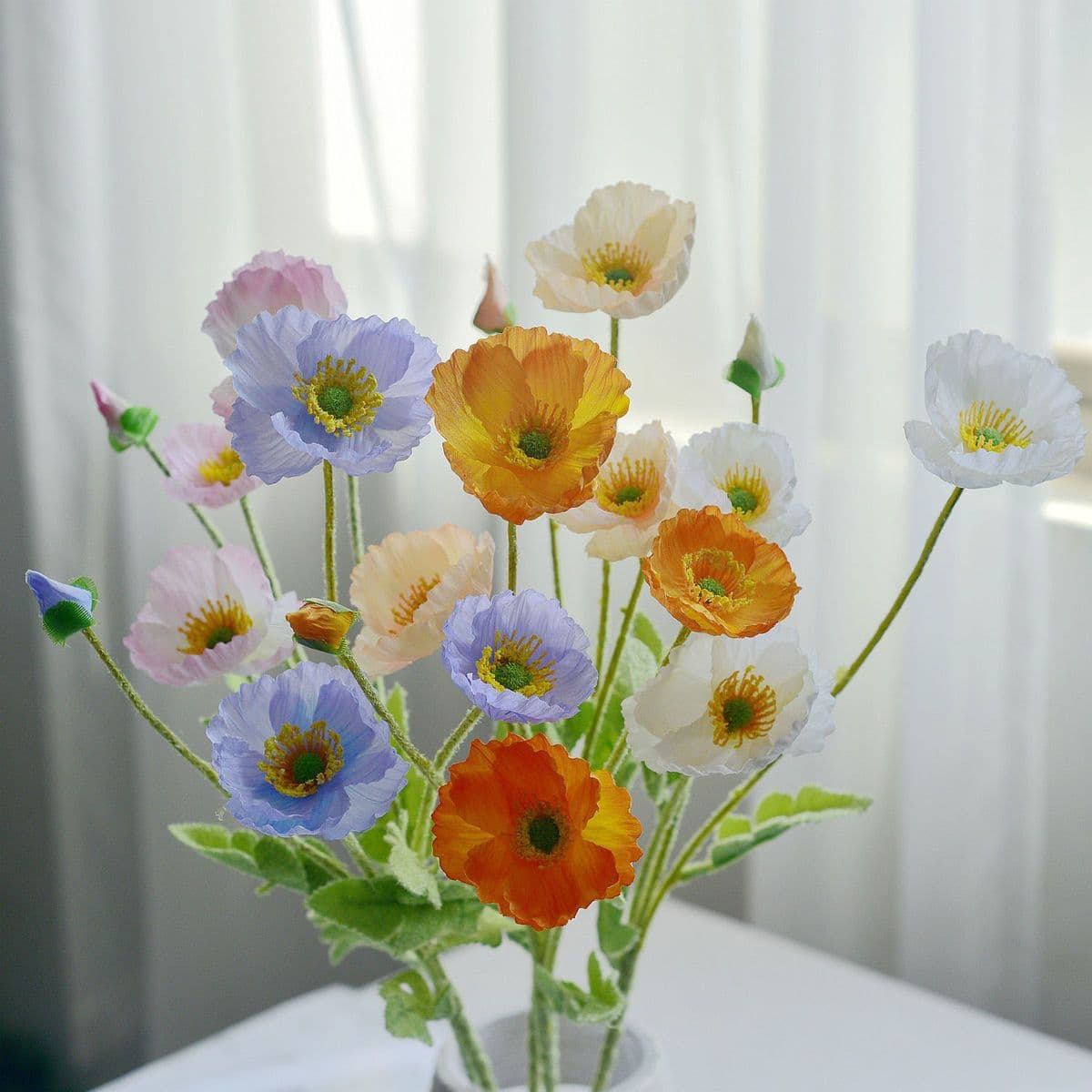 Artificial Poppy Flowers for Wedding Decor, Home Decoration, Photography Props, Silk Flower Bouquets