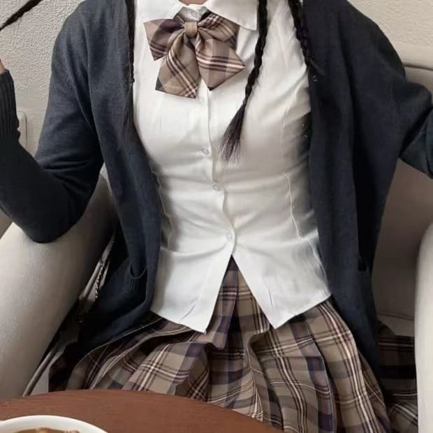 Hot Style [Little Brown Same Plaid] Authentic JK Uniform Plaid Skirt Same Plaid Academic Skirt Pleated Skirt Slimming Wrinkle-Pressed