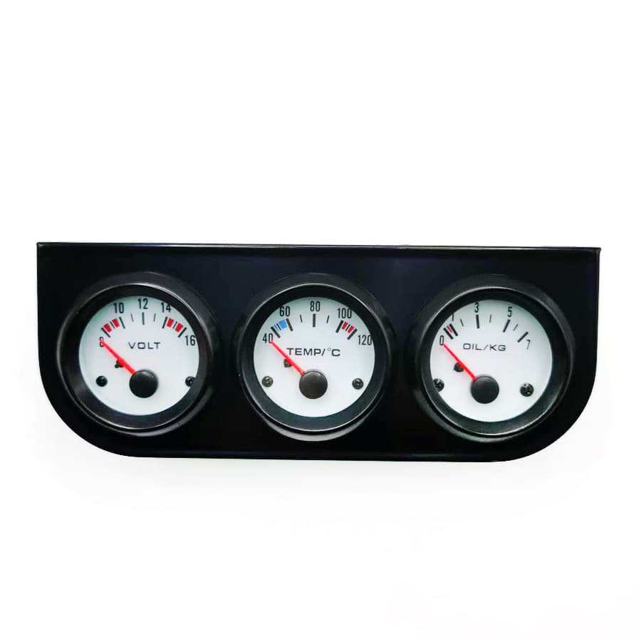 Manufacturer Sells Car Modification 52mm Triple Gauge Set: Voltmeter, Water Temperature Gauge, Oil Pressure Gauge, 12V Black Frame White Face Brand