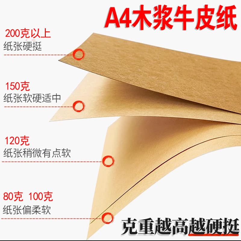 A4 Double-Sided Kraft Paper 80g 100g 120g 150g Kraft Wrapping Paper for Printing, Copying, Vintage Paper, Oil Absorbing Paper