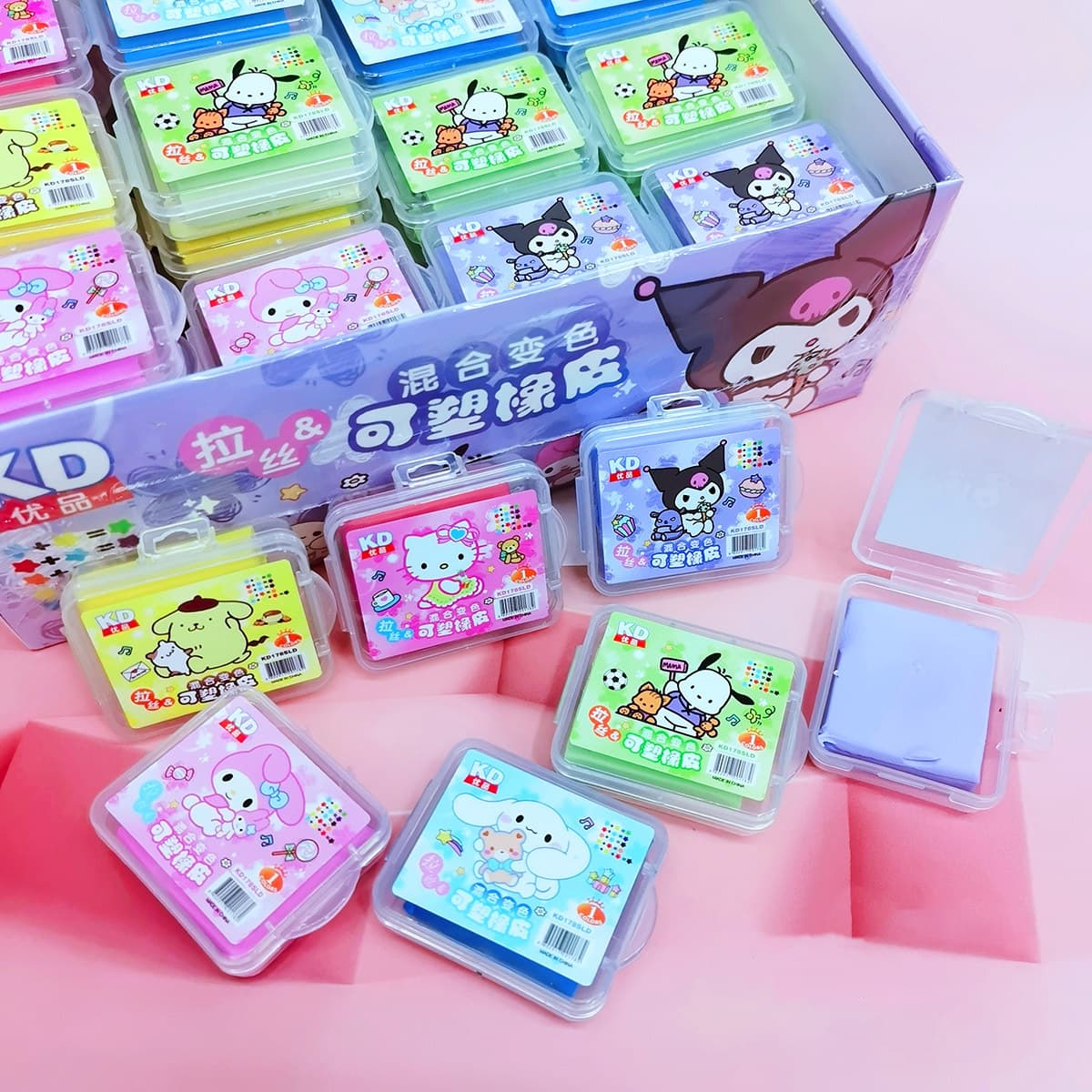 Creative Moldable Deformable Eraser Sanrio Cartoon Colorful DIY Color-Changing Eraser Stationery Wholesale