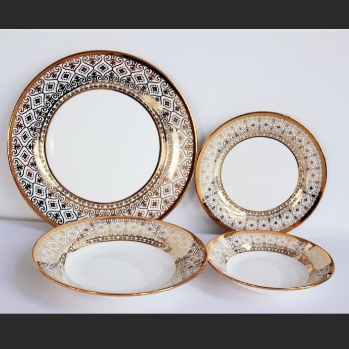 Electroplated Decal Ceramic Tableware Gold-Plated Decal Flat Plate Soup Plate gold plated decal dinnerware