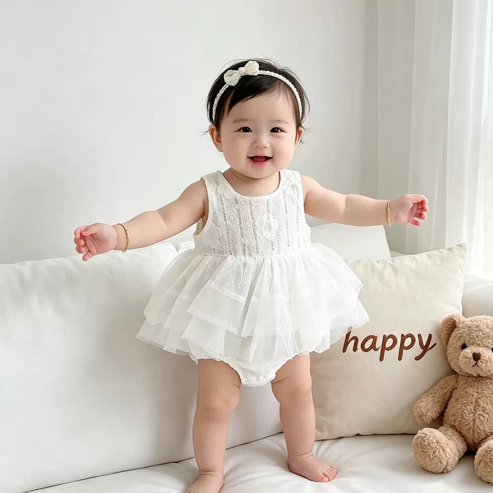 Baby clothes, summer clothes, full-moon and hundred-day princess outing clothes, baby girl's one-piece bodysuit, summer clothes