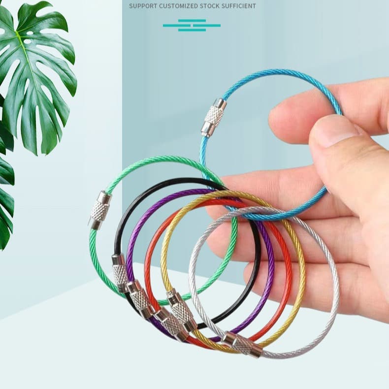 Steel Wire Keychain Steel Cable Key Ring Stainless Steel Wire Loop Assorted Color Rings Anti-Loss Small Loop Keychain