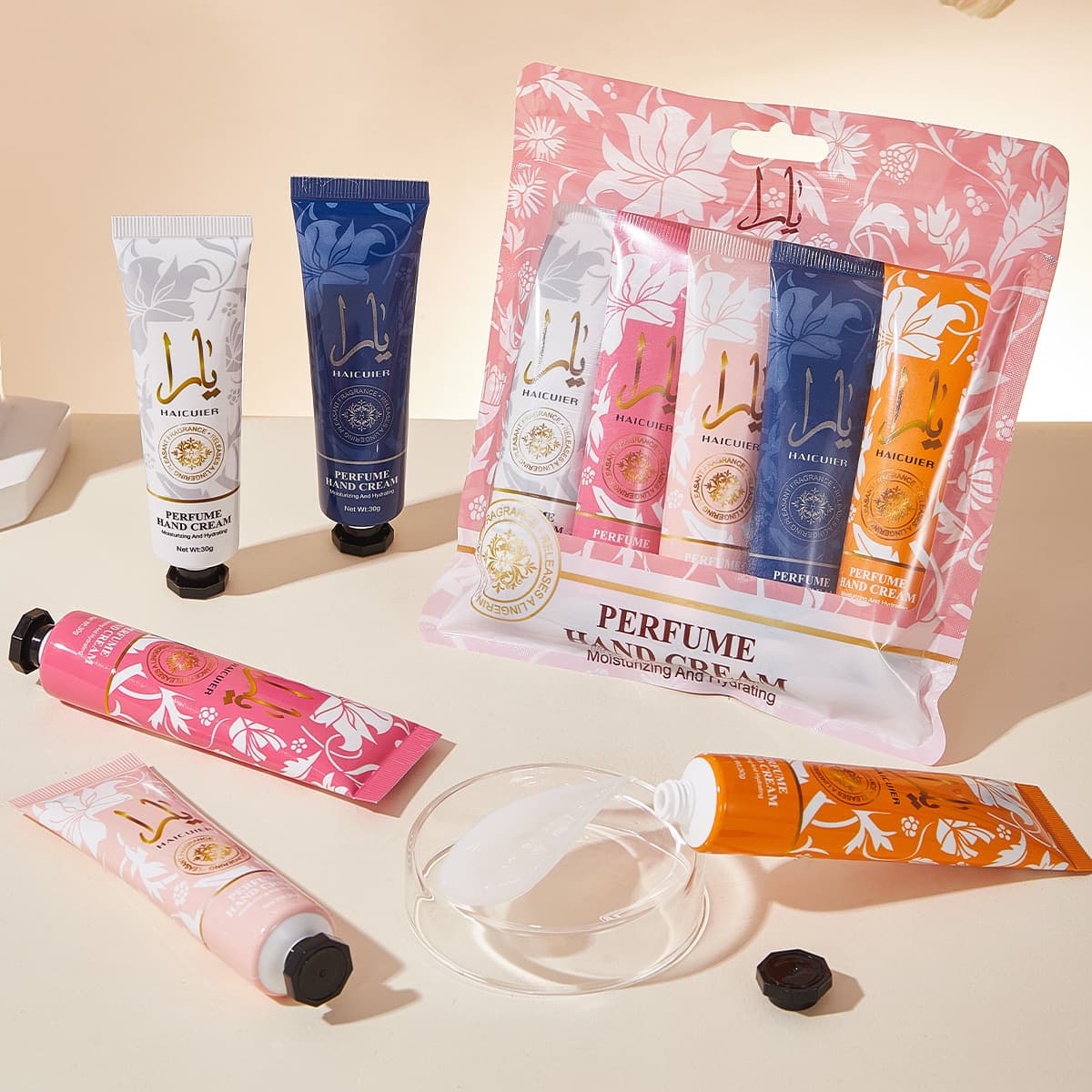 Cross-border Haicui'er Fragrance Hand Cream Set (English Version) Easy to Absorb, Non-Greasy, Long-Lasting Fragrance, Smooth and Silky