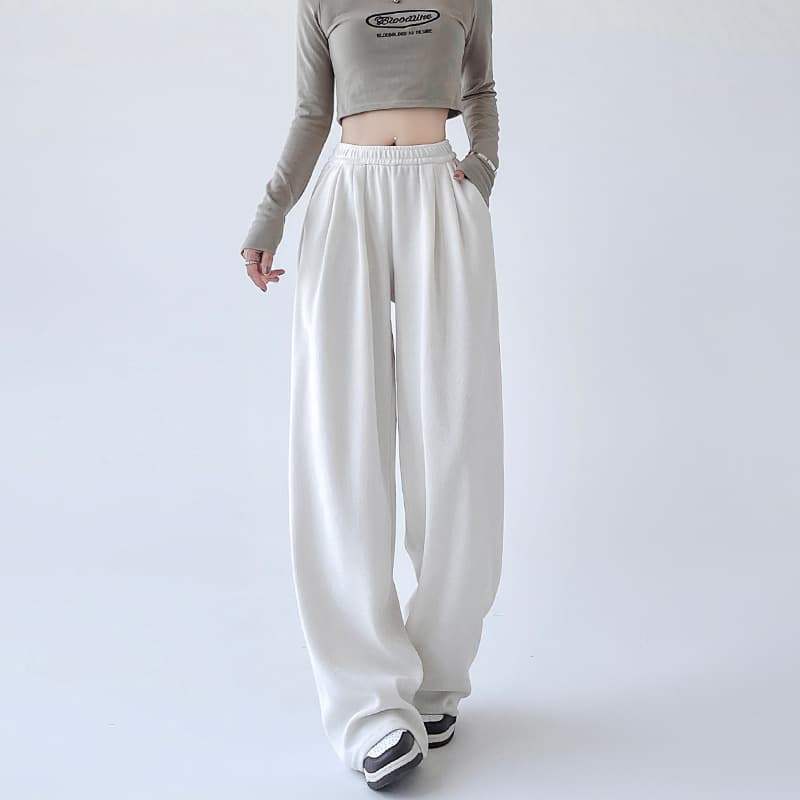 Kapok Fleece Yamamoto Pants Women's Spring Autumn High Waist Casual Knit Wide Leg Pants Straight Leg Sweatpants