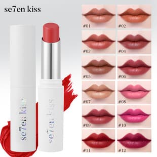 se7en kiss Cross-border Matte Velvet Lipstick Plumping Brightening Lip Balm Waterproof Non-Fading Moisturizing Nourishing Mirror Finish