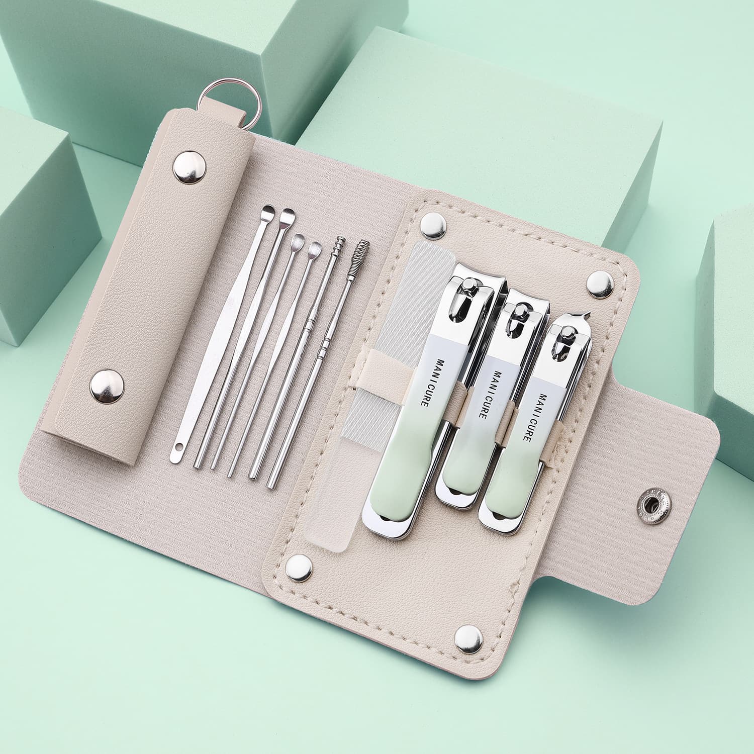 4-Piece Manicure Set with Angled Nail Clippers, Nail File, and Nail Tools for Home Use and Nail Salons
