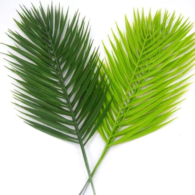 Artificial Palm Leaf Single Fake Leaf Plastic Iron Tree Leaf Green Areca Palm Flower Arrangement Decoration