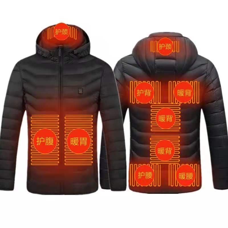 Factory Direct Cross-Border Hot Selling Heated Cotton Jacket Men's Multi-Zone Hooded Electric Heating Jacket Long Sleeve