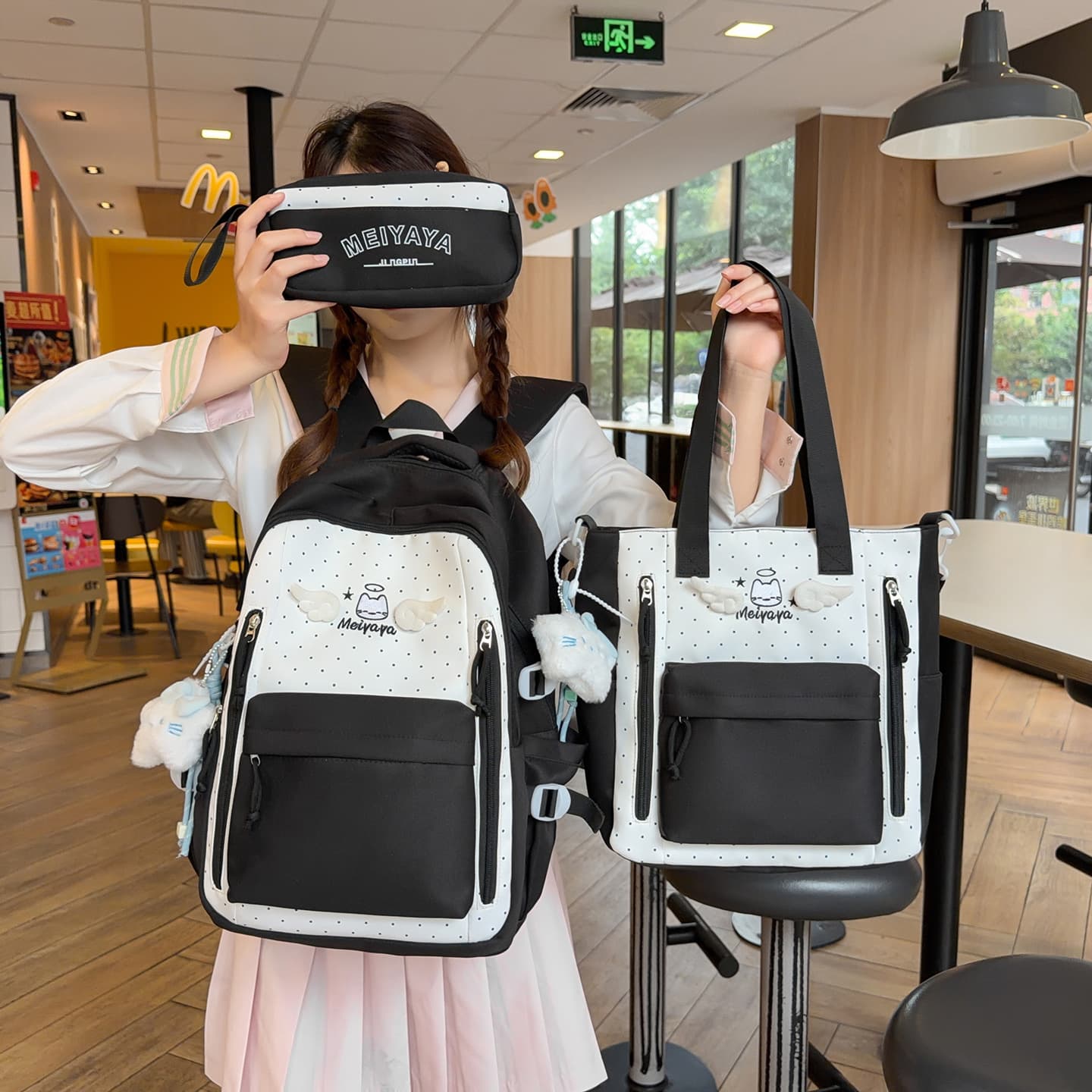 New style backpack for men and women, middle school and high school student school bag, high-looking tutoring school bag, portable tutoring bag, three-piece set