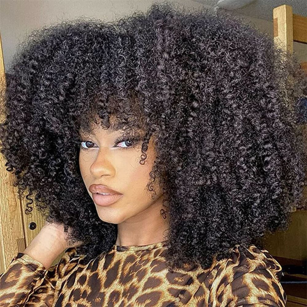 Foreign Trade Cross-Border Wig European and American Women's African Small Curly Thin Tube Afro Synthetic Full Head Wig Manufacturer