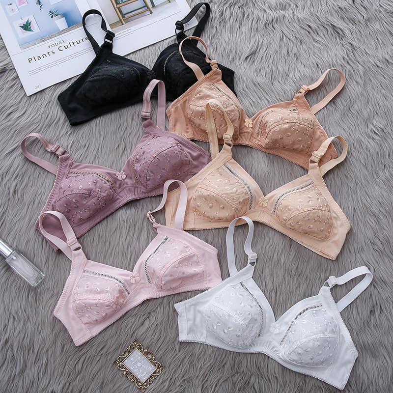 Cross-border fattening, big B, no steel ring, no sponge cup, cotton fabric, comfortable embroidered auntie underwear, cotton 368