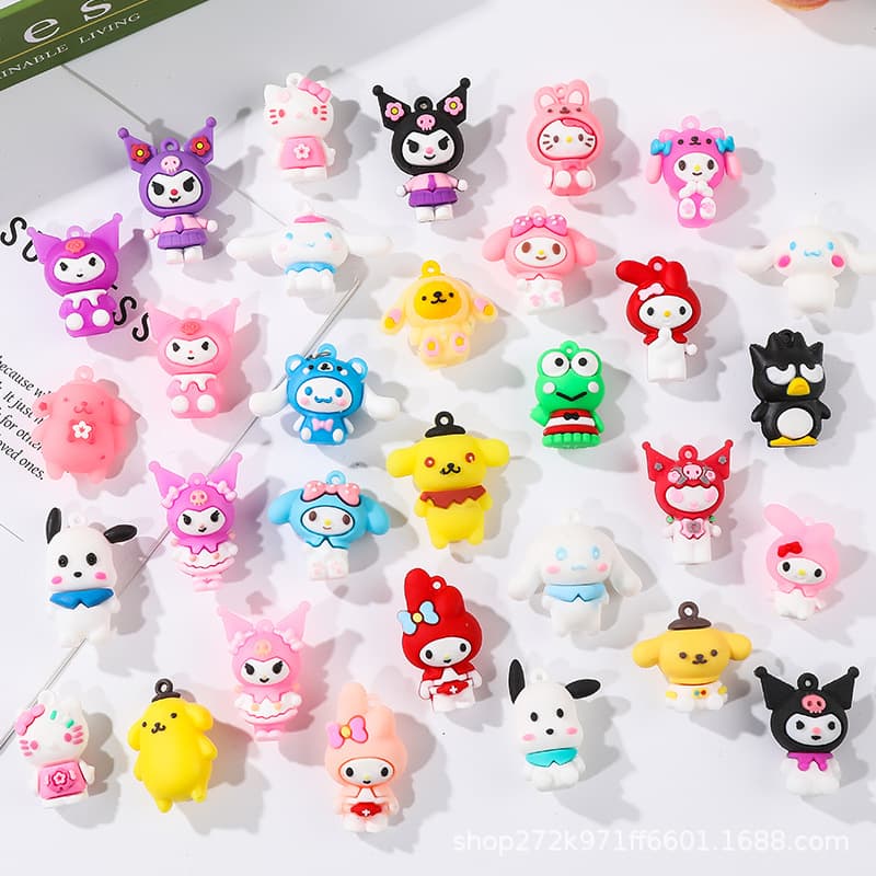 Cute Sanrio Keychain Kuromi Figure Pendant Christmas Blind Box Silicone Small Ornament Wholesale