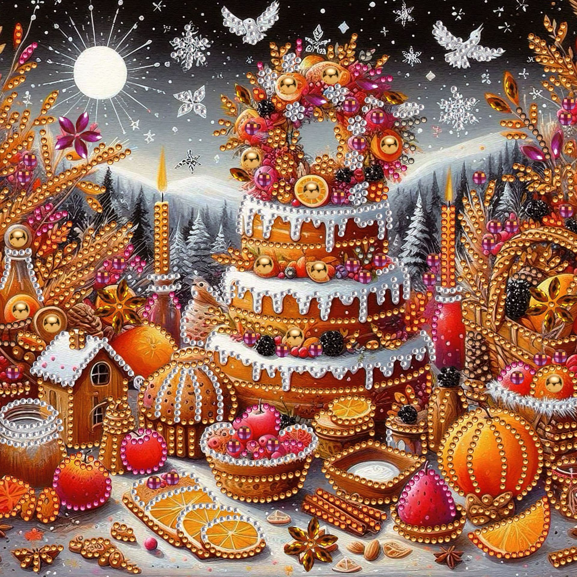 Diamond Painting Kit Cake for Adults, 5D Special Shape Diamond Art Kit for Beginners,