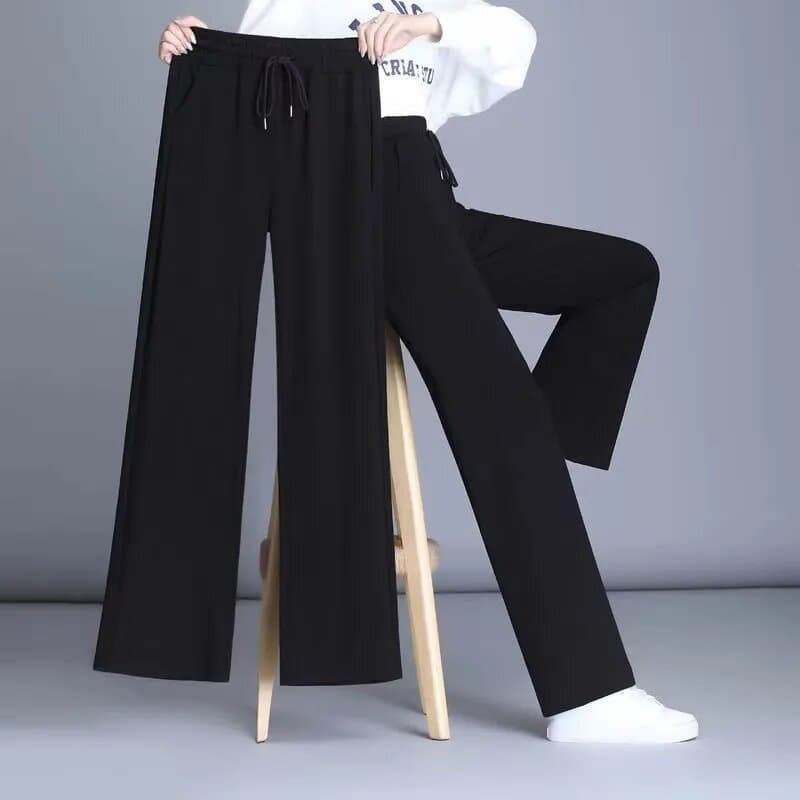Women's Wide-Leg Pants Summer Thin Straight Pants 2025 New Women's Pants High-End Loose Black Casual Sweatpants