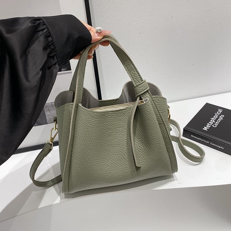 Soft leather women's handbag bag women's 2025 vegetable basket design shoulder bag crossbody atmospheric versatile bucket shoulder bag