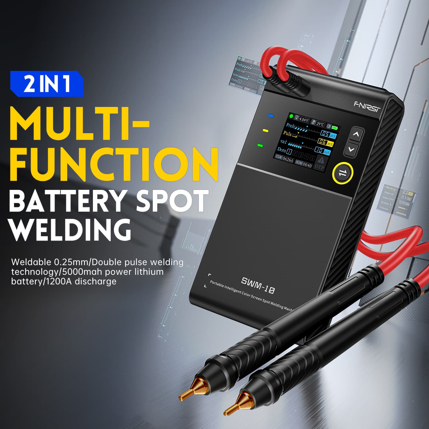 FNIRSI SWM-10 Portable Spot Welder Professional Handheld Compact for 18650 Mobile Phone Lithium Battery Repair