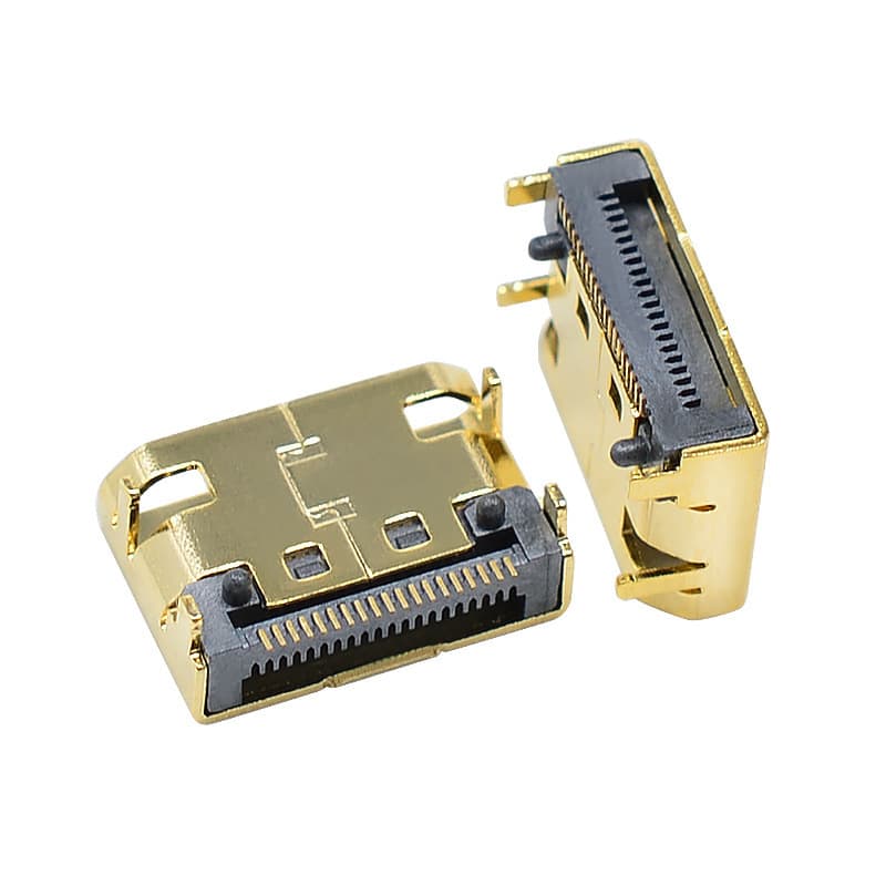 HDMI C TYPE 19PIN Female / Board Four-Pin SMT Mount Mini HDMI / L=7.5 mm