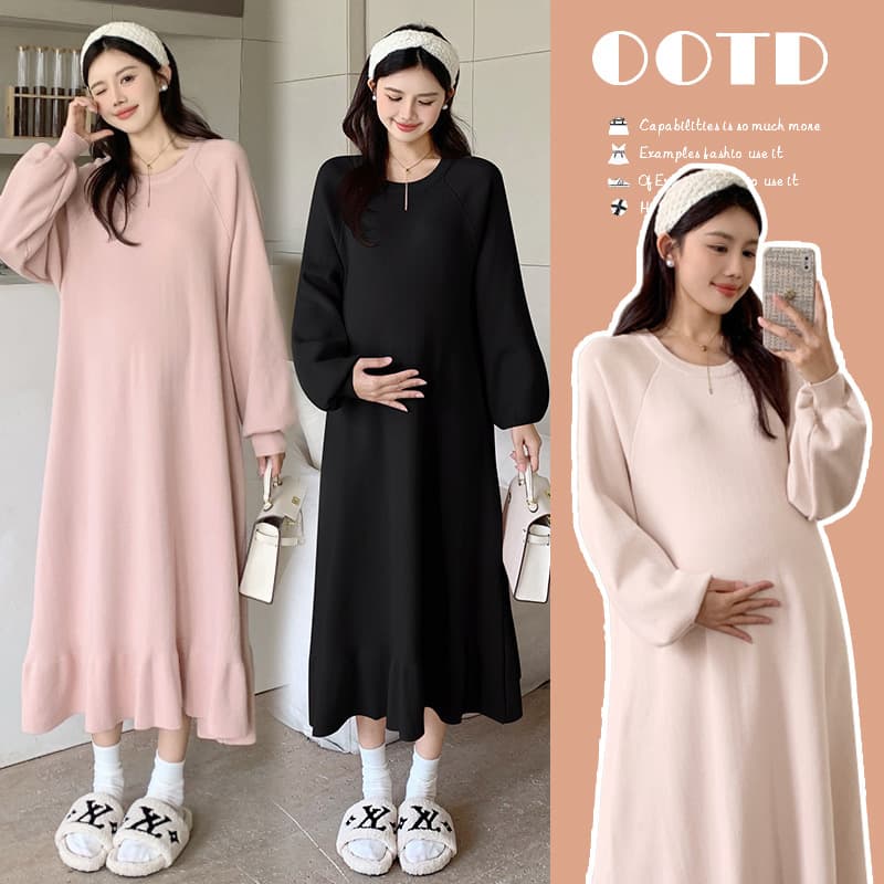 New autumn/winter maternity dress, loose-fitting and stylish, French-style relaxed fit, thick and versatile.