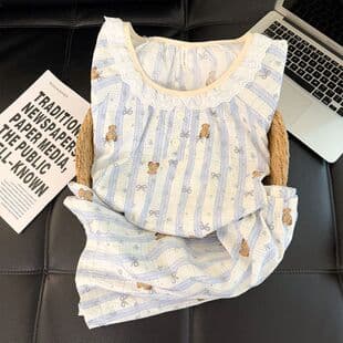 Plus Size Summer Short Sleeve Pajama Set for Women, Round Neck Pullover Cloud Cotton Loose Fit Homewear, Can Be Worn Outdoors