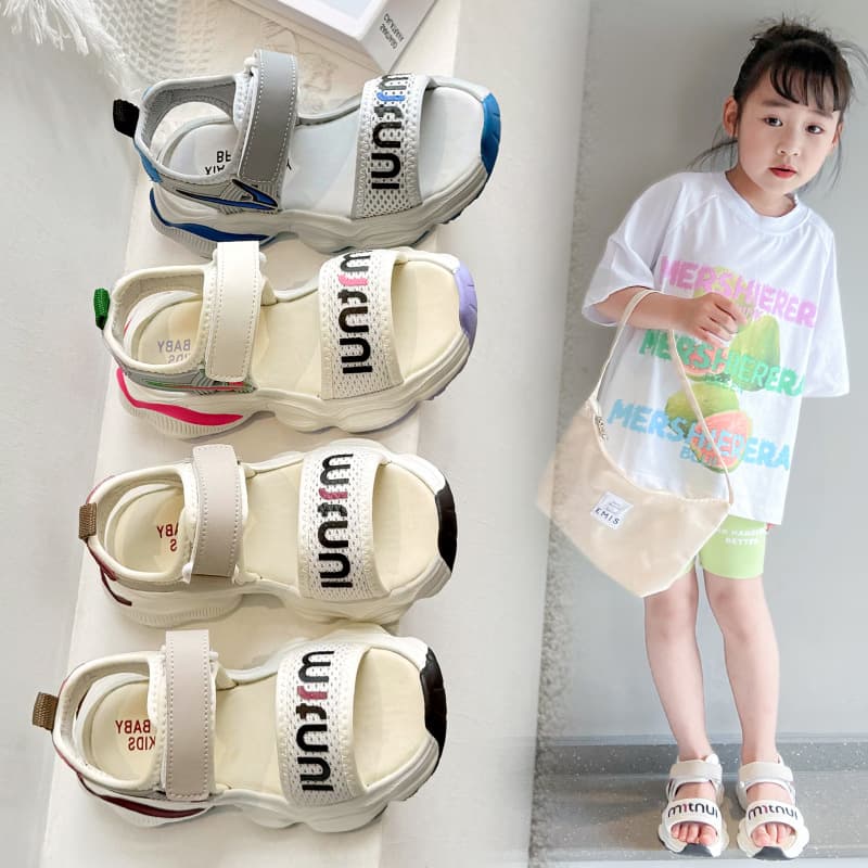 2026 Summer New Children's Beach Sandals Open Toe Velcro Stretch Fabric Lightweight Boys and Girls Summer Sandals Fashion