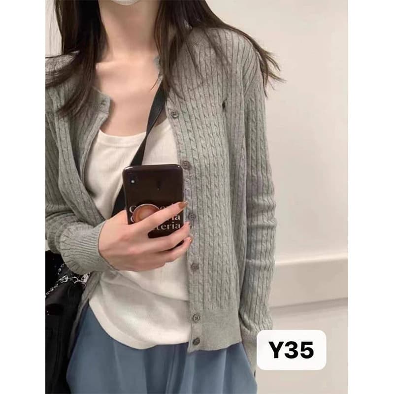 Girls' knitted woolen cardigan long-sleeved ponytail elegant, casual, comfortable, simple and high-end factory wholesale