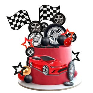 27pcs Racing Theme Cake Decorations Tire Wheel Cake Toppers Boy Kids Racer Birthday Party