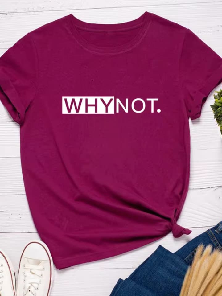 Why Not Choose a Letter-Printed Women's T-Shirt with Short Sleeves, O-Neck, and a Loose Fit? Women's T-Shirt Tops and Clothing