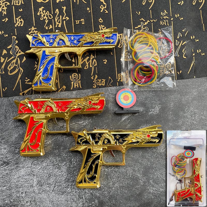 Golden Dragon Rubber Band Gun Metal Weapon Shooting Rubber Bands Kids Toy Gun Model Souvenir Craft Wholesale