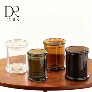 Factory stock I-beam glass candle cups, transparent glass aromatherapy candle jars, empty candle jars