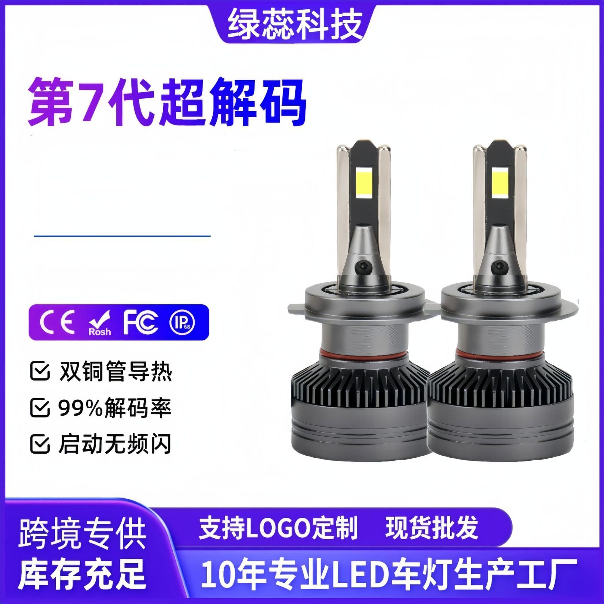 New Cross-Border High-Power LED Car Light Factory Wholesale Super Bright Focused H4 H7 H11 Car LED Headlight