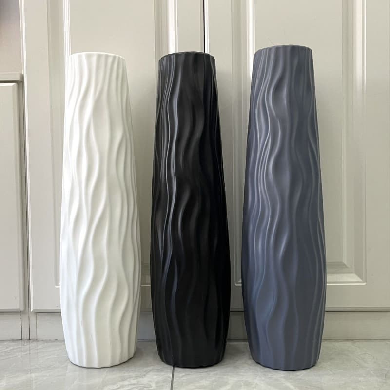 Floor-standing large vase high simple hydroponic plastic imitation ceramic white black European style home dried flower arrangement living room decoration