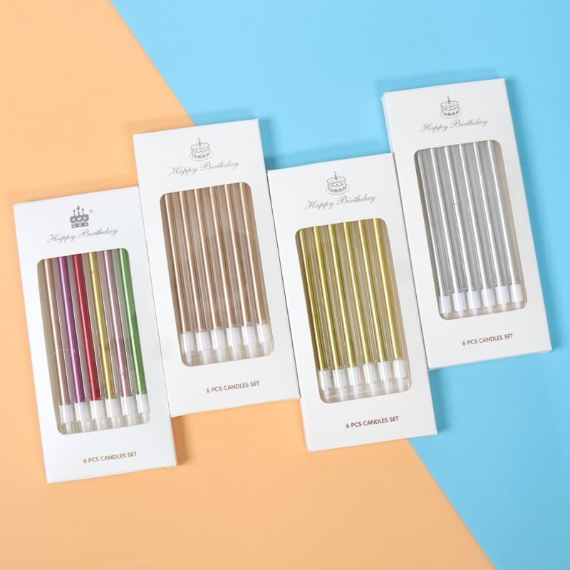 Birthday Cake Candle Long Stick Pencil Boxed Candle Kids Birthday Party Baking Dessert Table Decoration