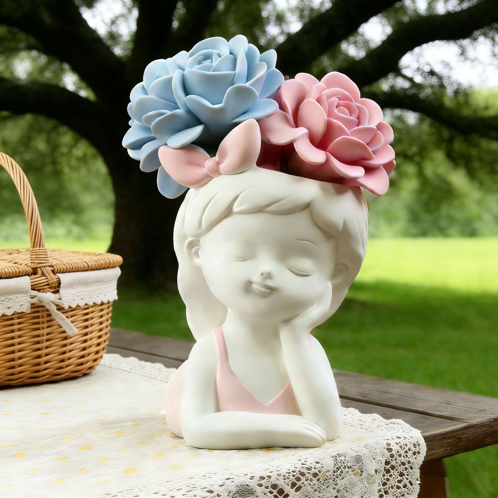 Garland Girl Flower Pot Ornament Mold Candle Plaster DIY Plaster Ornament Candle Holder Silicone Mold W0856
