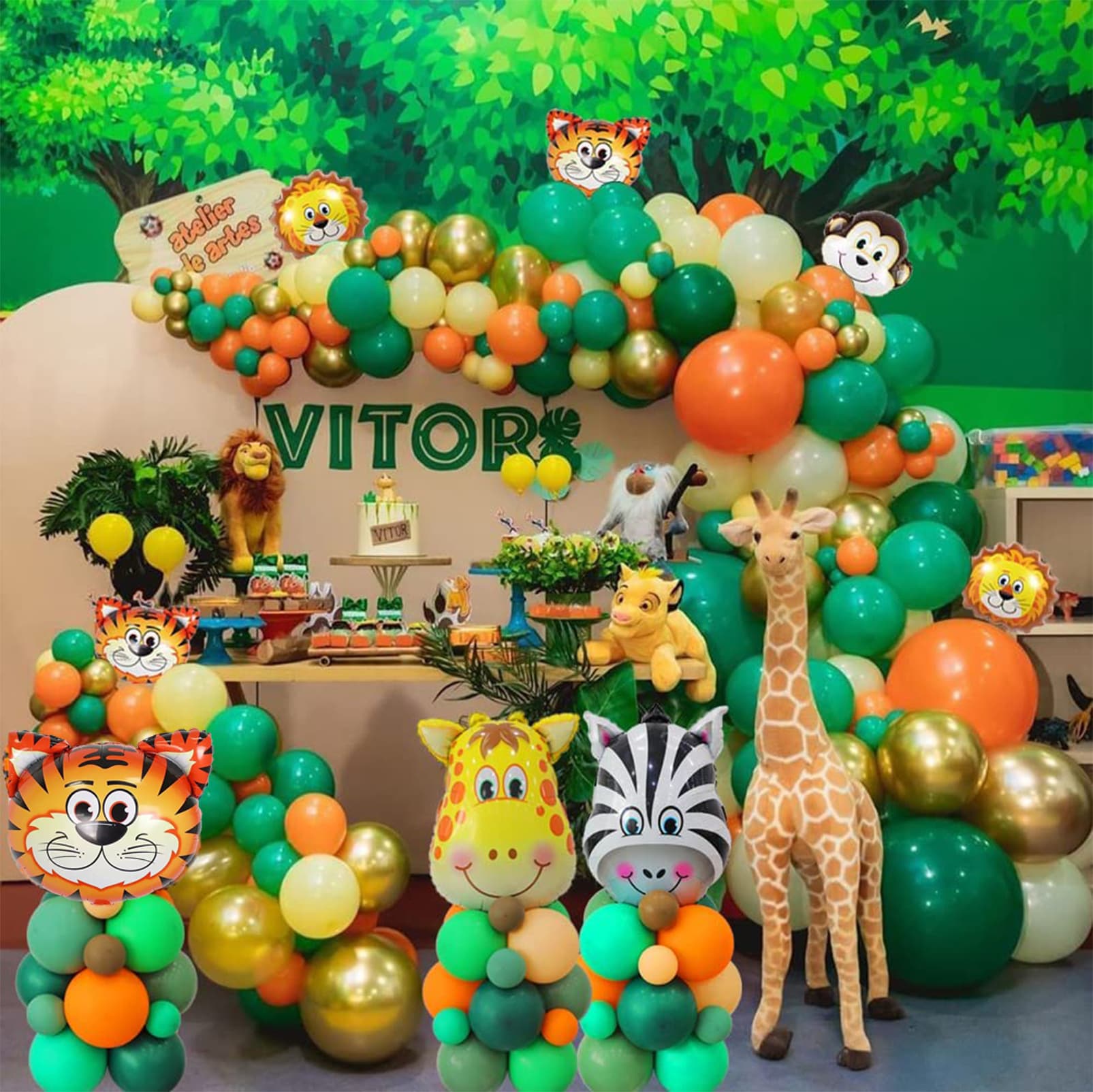 Wholesale Jungle Animal Theme Green Balloon Set Kids Party Birthday Balloon Chain Set Party Decoration