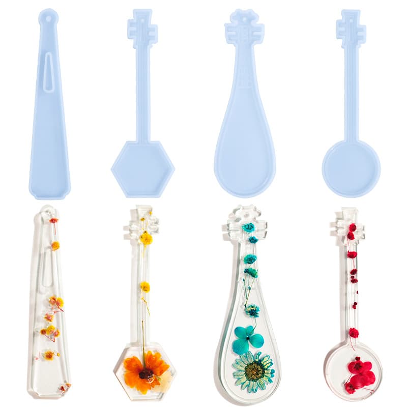 DIY Bookmark Mold Crystal Epoxy Mold Silicone Resin Musical Instrument Rectangle Set Bookmark Mold