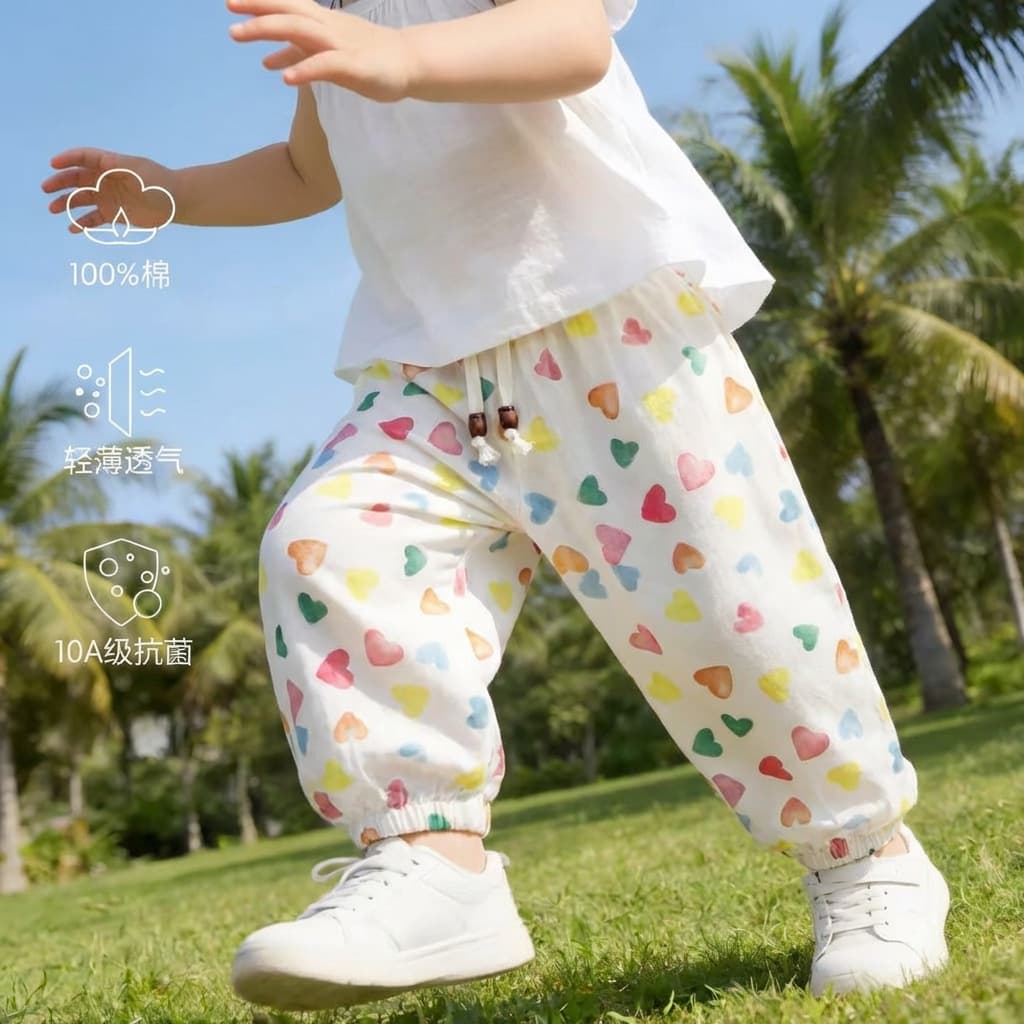 Children's Summer Lightweight Breathable Mosquito-Proof Pants, Cotton Casual Joggers for Boys and Girls