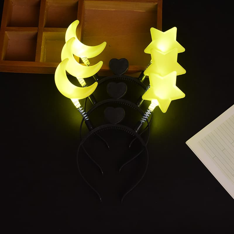 Children's Day Party Lantern Festival Decorations Atmosphere Props Glowing Stars and Moon Headbands Hair Clips