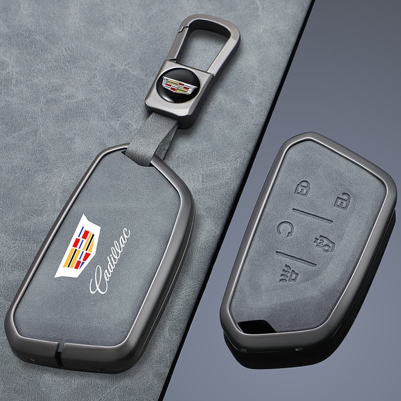 Cadillac XT5 Key Case Cover Compatible with XT4 XT6 XT5 CT6 CT4 XTS Metal Shell ATSL Leather Protective Pouch