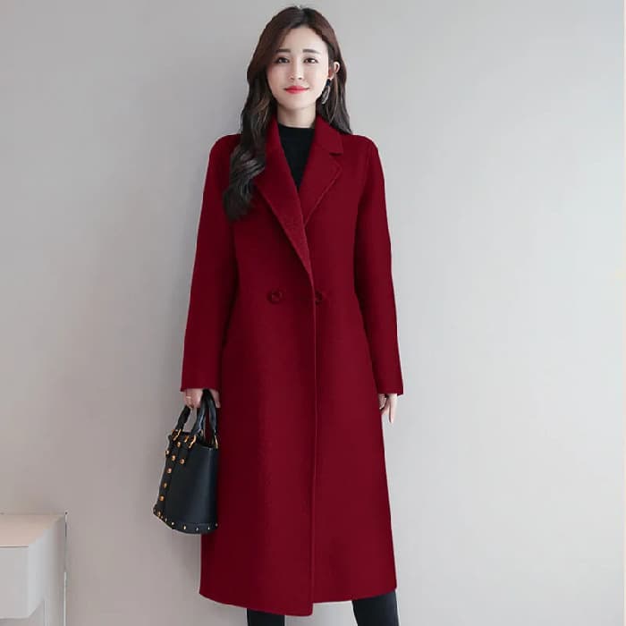 New Mid-Length Dragon and Phoenix Wool Coat, 2024 New Slim-Fit Concealing Belly Casual Elegant Wool Coat for Women