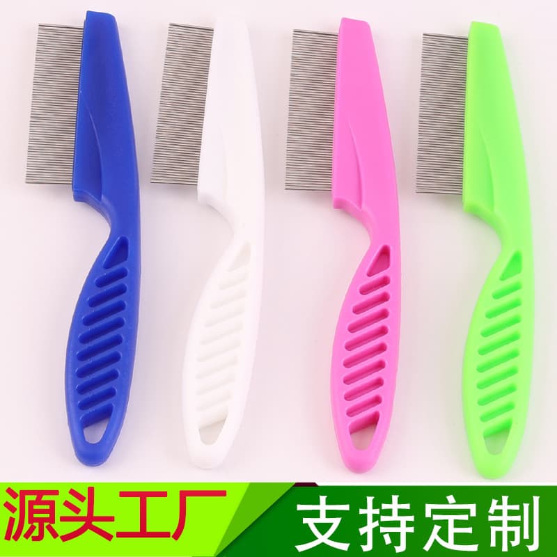 Pet Factory Flea Comb, Dog and Cat Cleaning Comb, Stainless Steel White Comb, Fine-toothed Flea and Lice Removal Comb