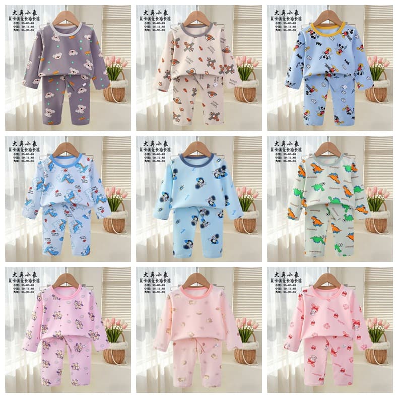 Kid's Pajamas 2026 Children's Sleepwear Cute Autumn Floral Long-Sleeve Top and Pants Loungewear