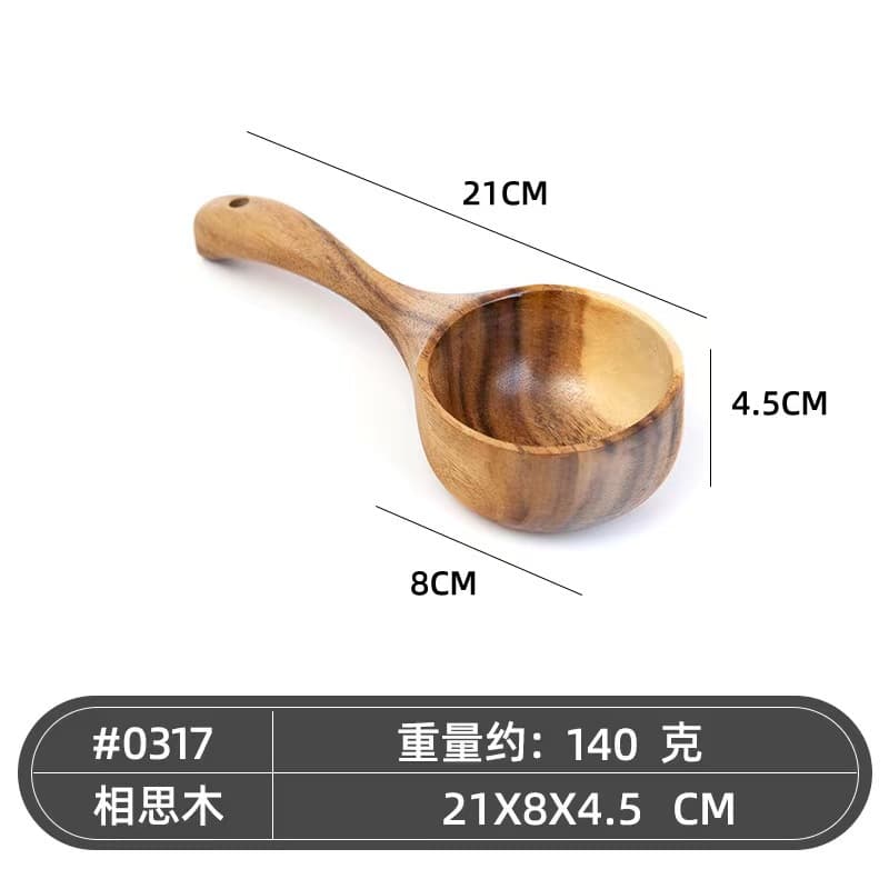 Trending Creative Live-Stream Rice Spoon Practical Water Ladle Japanese-Style Household Solid Wood Long Handle Rice Scoop Porridge Spoon Wooden Measuring Spoon