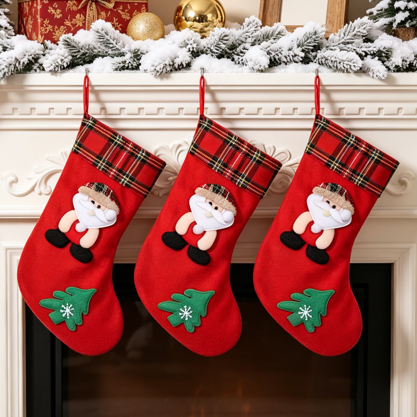 Christmas Socks, Christmas Decorative Socks, Santa Claus Gift Bag, Large Plush 3D Christmas Stocking Ornament