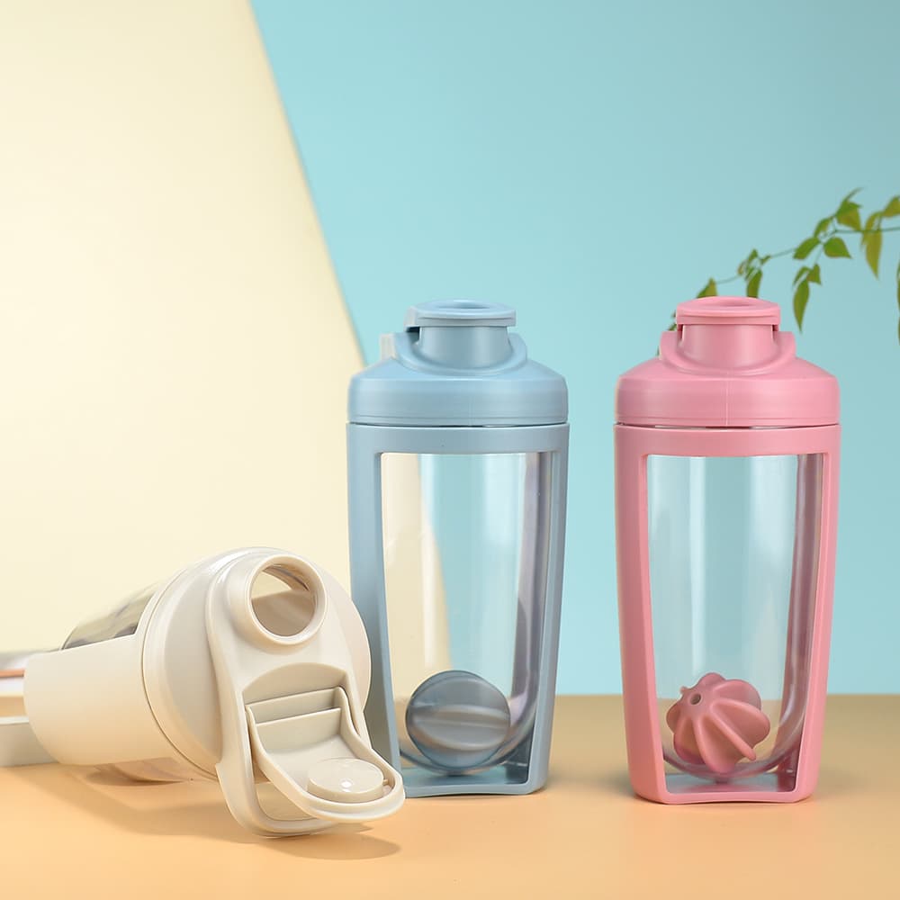 Creative Handle Double-Wall Shaker Bottle, Outdoor Large Capacity Fitness Sports Portable Protein Powder Mixing Plastic Water Bottle