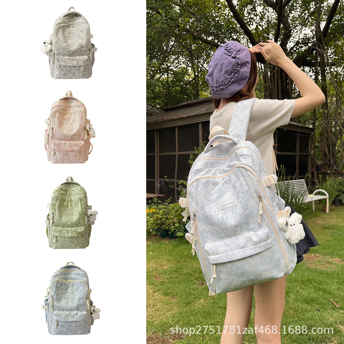 Korean Style Ins Workwear Fashion Hot Selling Backpack Trendy Couple Backpack Large Capacity Middle High School Student Cushion Backpack